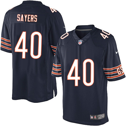 Men's Limited Gale Sayers Nike Jersey Navy Blue Home - #40 NFL Chicago Bears